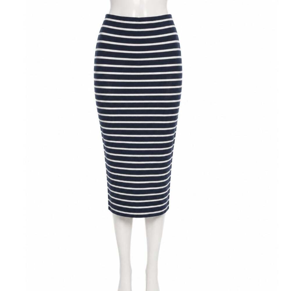 Bailey 44 Gray & White Stripe Bianca Knit Jersey High Waist Below Knee Skirt XS